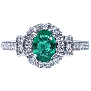 Elegant Emerald & Diamond Dress Ring