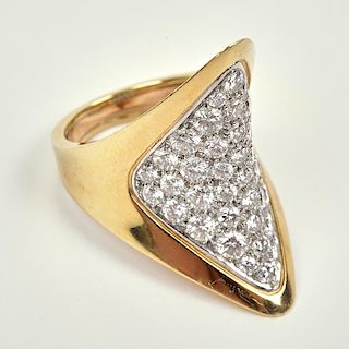 Modernist 18k gold & diamond ring, poss. Van Cleef