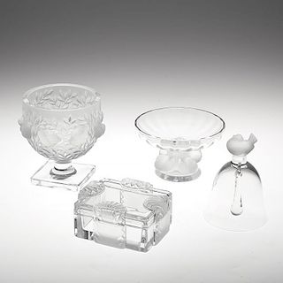 (4) Lalique small crystal accessories