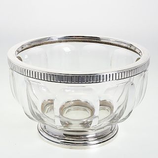 Baccarat silver mounted bowl, poss. Puiforcat