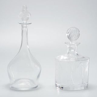 (2) Lalique frosted crystal decanters