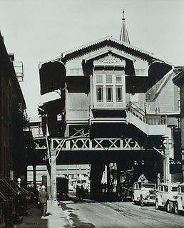 Berenice Abbott - "'El' Station, 9th Avenue Line, Christopher Street, Manhattan" 1936