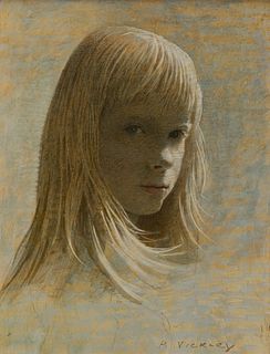 Robert Vickrey - Portrait of Blonde Girl