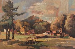 Laurence Philip Sisson - Farm View with Mountain, 1949