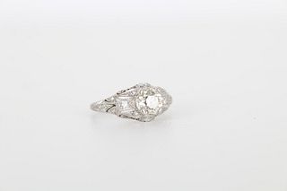 1.3CT Victorian Platinum Diamond Ring