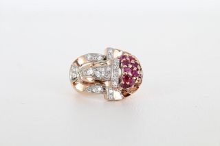 14K Ruby & Diamond Gold Ring