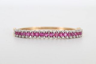 14K Gold Ruby & Diamond Hinge Bracelet