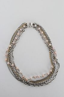 David Yurman Multi Strand Precious Metal Necklace