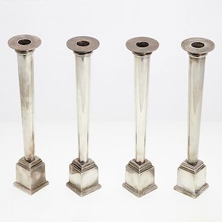 Set (4) Swid Powell silver plated candlesticks