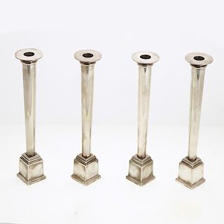 Set (4) Swid Powell silver plated candlesticks