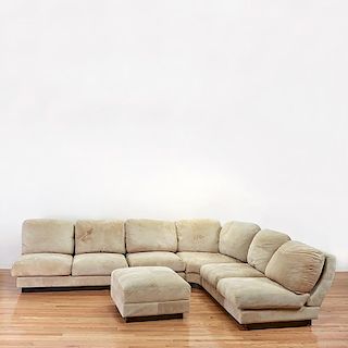 Willy Rizzo 7-piece suede sectional sofa