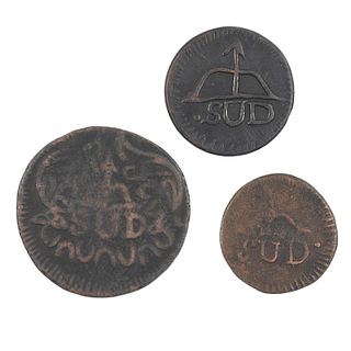Morelos y Pavón, José María. 2 y 8 Reales "SUD". México, 1812. 8 reales de Huautla, Oaxaca. Monedas en cobre.