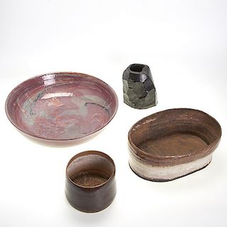 (4) large studio pottery vessels
