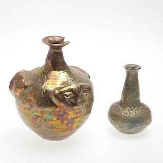 Beatrice Wood, (2) ceramic vessels