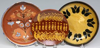 Three Redware Plates