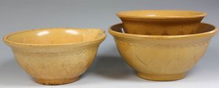 Three Yellowware Mixing Bowls