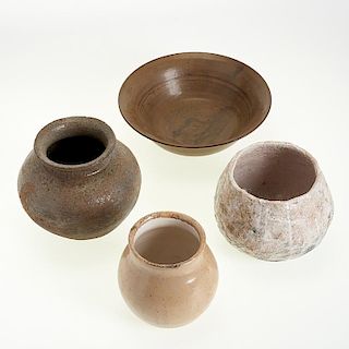 Group (4) Mid-Century studio pottery vessels