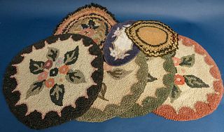 Seven Hooked and Crocheted Doilies and Mats