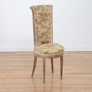 James Mont upholstered limed wood side chair