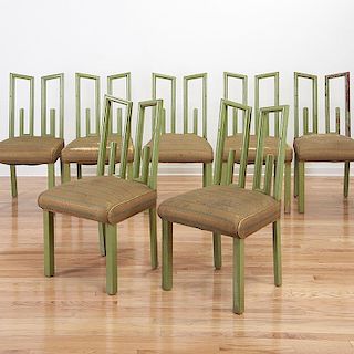 Set (6) James Mont Greek key dining chairs