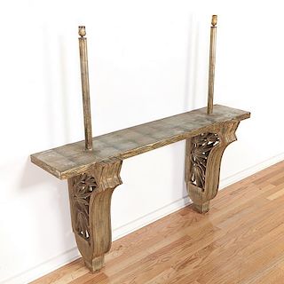 James Mont silvered wood wall hung console