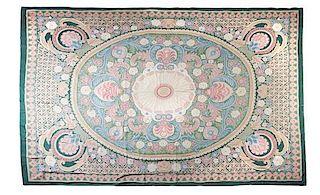 An Aubusson Style Art Nouveau Wool Rug 14 feet x 10 feet.