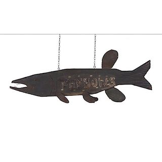 Large painted wood bait trade sign