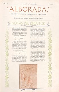 Romero López, Agustín (Director). “Alborada”. Revista mensual de Literatura y Variedades... Puebla, 1913. Tomo I. Números. 1 - 7.