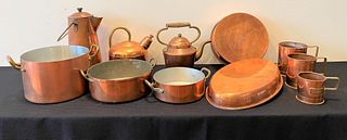 11 Piece Copper Cooking Articles & Cider Mugs