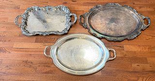 Large Antique Silver Plate Serving Trays