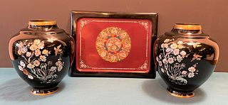 Inlay Black Oriental Vases