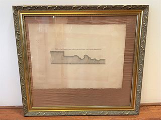 Antique French Architectural Rendering in Frame