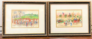 Pair Lithograph Cannes signed Hutchet Numbered Art