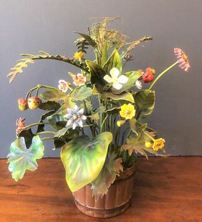 Tole Flowers and Vase