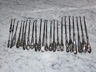 24 Mostly Sterling Silver Victorian Button Hooks