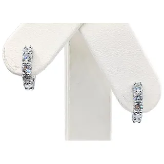 Diamond & 14K White Gold Huggie Earrings