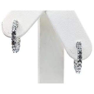 Diamond & 14K White Gold "Inside/Outside" Hoop Earrings - Medium