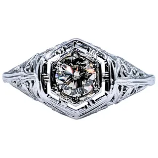 Stylish Art Deco Diamond Solitaire Ring