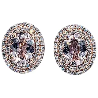Stunning Morganite & Diamond Double Halo Stud Earrings