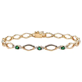 Fashionable Emerald, Diamond & 14K Gold Link Bracelet