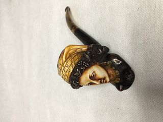 A LATE 19TH CENTURY VICTORIAN CARVED MEERSCHAUM MASK HEAD PIPE,L16.5CM