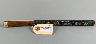 CHINESE CLOISONNE CHOPSTICK HOLDER AND KNIFE ,L 17CM
