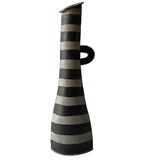 Kazuko Matthews Monumental Post Modern California Studio Striped Stoneware Vase
