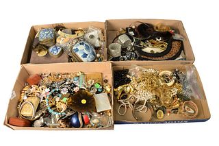 Four Tray Lots of Costume Jewelry, to include earrings, bracelets, rings, etc. Provenance: Estate of James Wadhams.