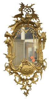Gilt Metal Figural Mirror, having putti angel top, 27" x 13".