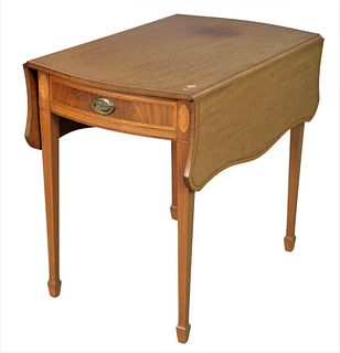 Two Margolis Tables, to include Federal style pembroke drop leaf (sun faded) along with step table, height 28 1/2 inches, top closed 21" x 32 1/2".