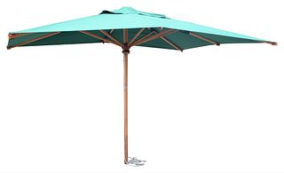 Barlow Tyrie Outdoor Teak Umbrella (as is), top 7' x 11'.