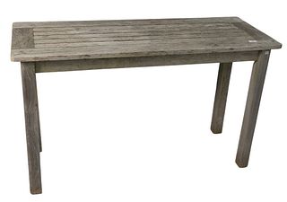 Teak Outdoor Table, height 28 inches, top 18" x 48".