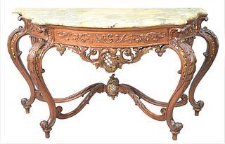 Louis XV Style Marble Top Console Table, height 32 inches, top 22" x 52".