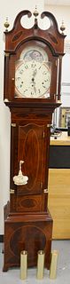 Henry Ford Sligh Mahogany Reproduction Tall Clock, dial marked Thomas Harland Norwich, #1475, having brass weight and pendulum, height 82 1/2 inches, 